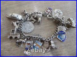 Beautiful Vintage Solid Silver Charm Bracelet With Many Charms