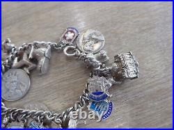 Beautiful Vintage Solid Silver Charm Bracelet With Many Charms