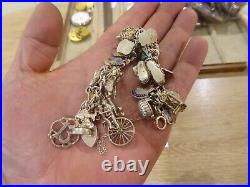 Beautiful Vintage Solid Silver Charm Bracelet With Many Charms