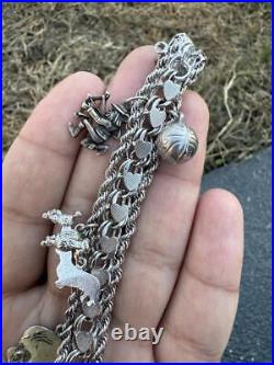 Beautiful Vintage Sterling Silver Charm Bracelet with Animal & Traveler Charms