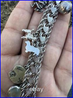 Beautiful Vintage Sterling Silver Charm Bracelet with Animal & Traveler Charms