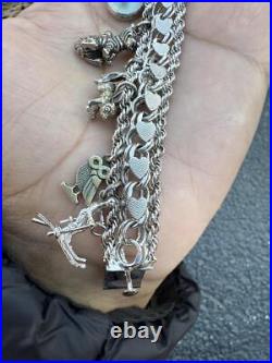 Beautiful Vintage Sterling Silver Charm Bracelet with Animal & Traveler Charms