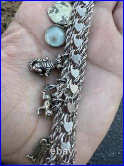 Beautiful Vintage Sterling Silver Charm Bracelet with Animal & Traveler Charms