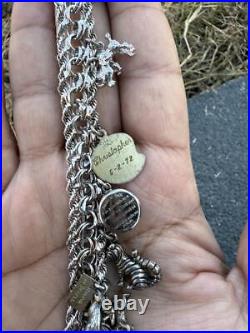 Beautiful Vintage Sterling Silver Charm Bracelet with Animal & Traveler Charms