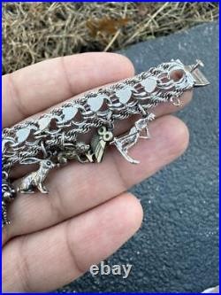 Beautiful Vintage Sterling Silver Charm Bracelet with Animal & Traveler Charms