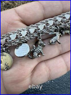 Beautiful Vintage Sterling Silver Charm Bracelet with Animal & Traveler Charms