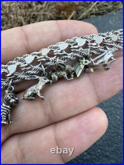 Beautiful Vintage Sterling Silver Charm Bracelet with Animal & Traveler Charms