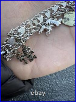 Beautiful Vintage Sterling Silver Charm Bracelet with Animal & Traveler Charms