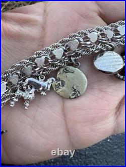 Beautiful Vintage Sterling Silver Charm Bracelet with Animal & Traveler Charms