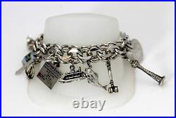 Beautiful Vintage Sterling Silver Loaded Charm Bracelet 8'' 11528