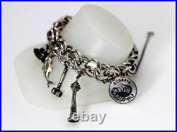 Beautiful Vintage Sterling Silver Loaded Charm Bracelet 8'' 11528