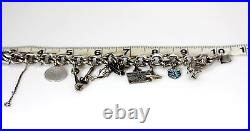 Beautiful Vintage Sterling Silver Loaded Charm Bracelet 8'' 11528