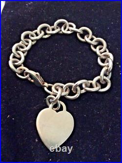 Birks Sterling Silver Heart Charm Bracelet 33.7 grams