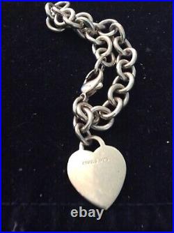 Birks Sterling Silver Heart Charm Bracelet 33.7 grams