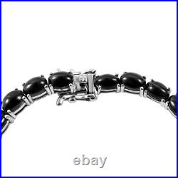 Black Cat'S Eye Tennis Bracelet for Women in Silver TCW 21.28ct