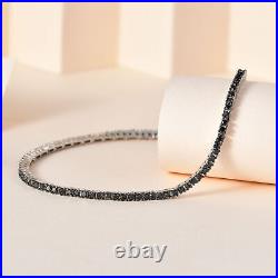 Black Diamond Tennis Bracelet in Platinum Over Silver Size 7.5 Inches TCW 2ct