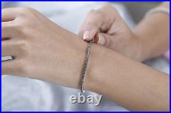 Black Diamond Tennis Bracelet in Platinum Over Silver Size 7.5 Inches TCW 2ct