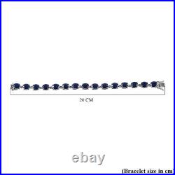 Blue Sapphire Tennis Bracelet Lobster Clasp in Silver Size 7.5 Inches TCW 34.2ct