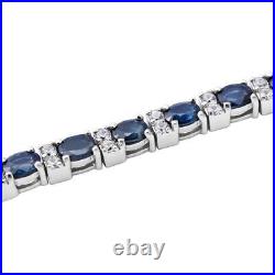 Blue Sapphire and Zircon Tennis Bracelet in Silver Wt. 8.5 Grams