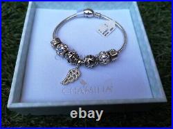 Bnwt Chamilia Silver 7.5in Charm Bracelet With 7 Charms Brand New With Tags