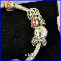Boxed Pandora Solid Silver Snake Bracelet 11 Charms Retired Rose Gold RALE S925