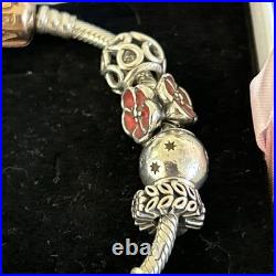 Boxed Pandora Solid Silver Snake Bracelet 11 Charms Retired Rose Gold RALE S925