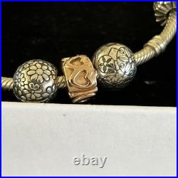 Boxed Pandora Solid Silver Snake Bracelet 11 Charms Retired Rose Gold RALE S925