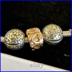 Boxed Pandora Solid Silver Snake Bracelet 11 Charms Retired Rose Gold RALE S925