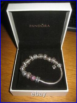 Boxed Silver Pandora Bracelet & 14 Charms/Spacers