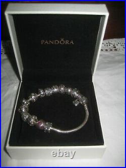 Boxed Silver Pandora Bracelet & 14 Charms/Spacers