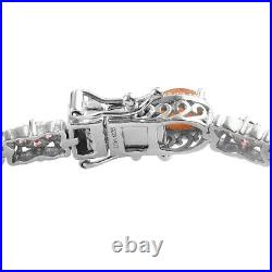Bracelet Platinum Over 925 Silver Sunstone Rose Garnet Gifts Size 7.25 Ct 10.5