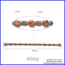 Bracelet Platinum Over 925 Silver Sunstone Rose Garnet Gifts Size 7.25 Ct 10.5