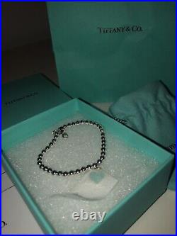 Brand New Genuine Tiffany & Co Heart Enamel Blue Charm Sterling Silver bracelet