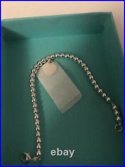 Brand New Genuine Tiffany & Co Heart Enamel Blue Charm Sterling Silver bracelet