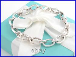 Brand New Tiffany & Co Silver Ovals Link Clasp Charm Bracelet 8.5 Inch Box
