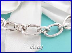Brand New Tiffany & Co Silver Ovals Link Clasp Charm Bracelet 8.5 Inch Box
