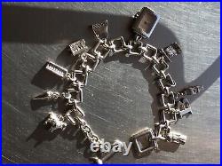 Burberry Vintage Sterling Silver Charm Bracelet With Perfect Working Watch 65 Gm
