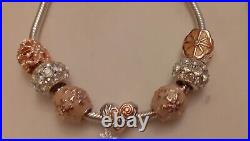 CHAMILIA Bracelet & 7 charms Snowflakes Swarovski crystal 925 silver 19 cm