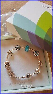 CHAMILIA Sterling Silver Charm Bracelet Complete With Rare Charms Beads NEW