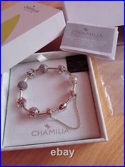 CHAMILIA Stunning Bracelet With 7 Charms Beads Including MUM & Safety Chain BNWB