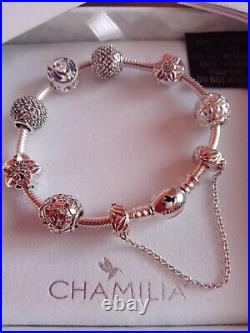 CHAMILIA Stunning Bracelet With 7 Charms Beads Including MUM & Safety Chain BNWB