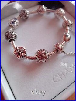 CHAMILIA Stunning Bracelet With 7 Charms Beads Including MUM & Safety Chain BNWB