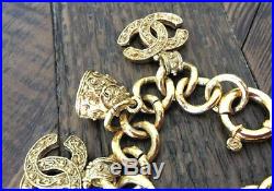 CHANEL Charm Bracelet 18Kt Vermeil Signature CC & Byzantine Bells (Orig $2200.)