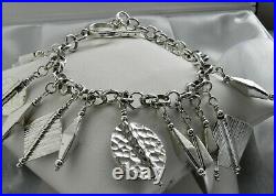 CHARMING? 52g sterling silver 925 fully HM satin finished silver charm bracelet