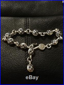 CHROME HEARTS Sterling Silver Cross Charm Ball Plus Bracelet! HOOK Adjustable