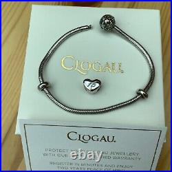 CLOGAU 925 Silver Heart Tree of Life Charm Bracelet (19cm) Bundle £249