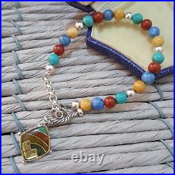 Carolyn Pollack 925 Sterling Silver Bracelet, Multi Gemstones, Turquoise, Charm