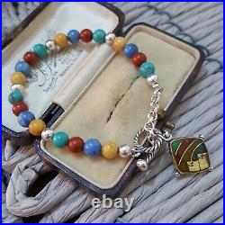 Carolyn Pollack 925 Sterling Silver Bracelet, Multi Gemstones, Turquoise, Charm