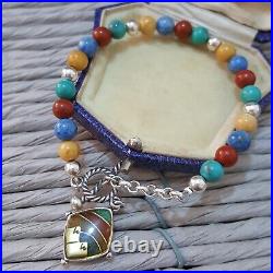 Carolyn Pollack 925 Sterling Silver Bracelet, Multi Gemstones, Turquoise, Charm