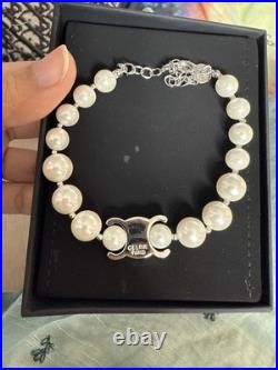 Celine Paris Triomphe Pearl Silver Bracelet